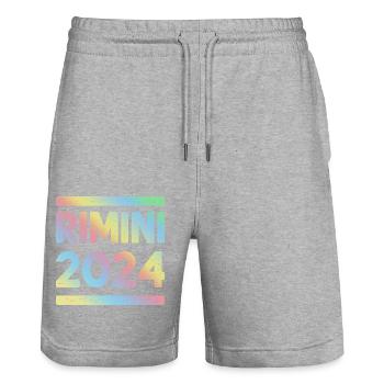 L’équipe colorée des fêtes de Rimini 2024 - Short de jogging bio TRAINER Stanley/Stella unisexe - gris chiné - Devant - Nik (191cm) & Marisol (170cm)