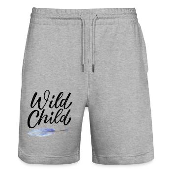 Enfant sauvage - Short de jogging bio TRAINER Stanley/Stella unisexe - gris chiné - Devant - Nik (191cm) & Marisol (170cm)