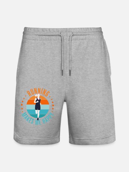 Running Makes Me Happy - Stanley/Stella Trainer Unisex Organic Jogging Shorts - heather grey