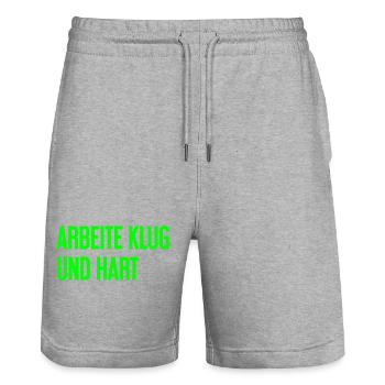 Work Smart And Hard – Success Motto For Doers - Stanley/Stella Trainer Unisex Organic Jogging Shorts - heather grey - Front - Nik (191cm) & Marisol (170cm)