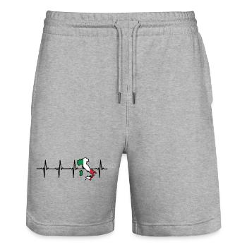 Italy Heartbeat Italian Italian Flag - Stanley/Stella Trainer Unisex Organic Jogging Shorts - heather grey - Front - Nik (191cm) & Marisol (170cm)