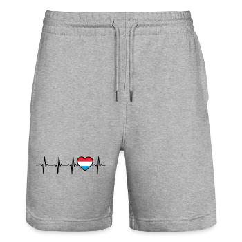 Luxembourg Heartbeat Flag Luxembourger - Stanley/Stella Trainer Unisex Organic Jogging Shorts - heather grey - Front - Nik (191cm) & Marisol (170cm)