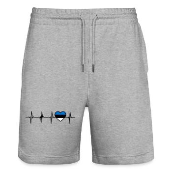 Estland Herzschlag Flagge Este - Stanley/Stella Unisex Bio Joggingshorts Trainer  - Grau meliert - Vorne - Nik (191cm) & Marisol (170cm)
