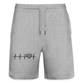 Drapeau de battement de cœur de l’Azerbaïdjan Azerbaïdjan - Short de jogging bio TRAINER Stanley/Stella unisexe - gris chiné - Devant - Nik (191cm) & Marisol (170cm)