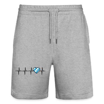 Bavaria Herzschlag Bayern - Stanley/Stella Trainer Unisex Organic Jogging Shorts - heather grey - Front - Nik (191cm) & Marisol (170cm)