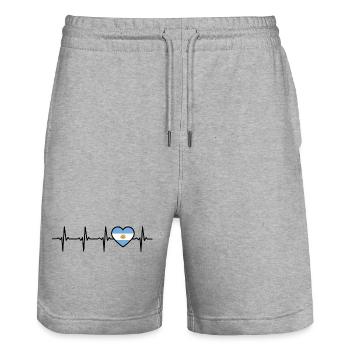 Argentinien Herzschlag Flagge Argen Argentinierin - Stanley/Stella Unisex Bio Joggingshorts Trainer  - Grau meliert - Vorne - Nik (191cm) & Marisol (170cm)
