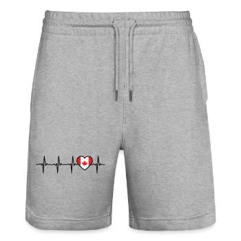 Canada Heartbeat Drapeau Canadien - Short de jogging bio TRAINER Stanley/Stella unisexe - gris chiné - Devant - Nik (191cm) & Marisol (170cm)