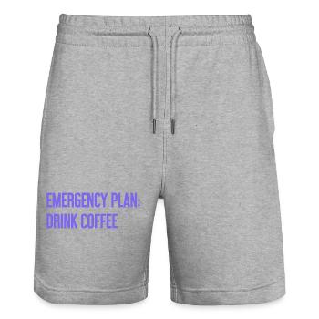 Kaffee-Notfallplan - Stanley/Stella Unisex Bio Joggingshorts Trainer  - Grau meliert - Vorne - Nik (191cm) & Marisol (170cm)