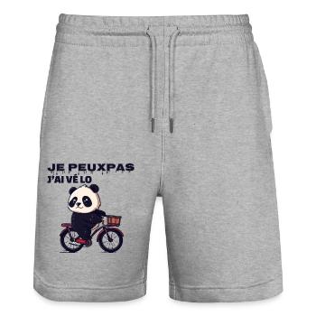 J'Peux Pas J'Ai Vélo - Short de jogging bio TRAINER Stanley/Stella unisexe - gris chiné - Devant - Nik (191cm) & Marisol (170cm)