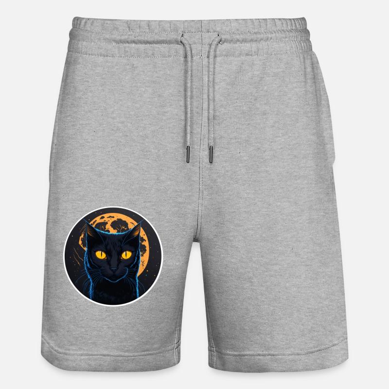 Chat noir Halloween - Short de jogging bio TRAINER Stanley/Stella unisexe - gris chiné