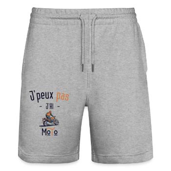 J'peux pas j'ai Moto - Short de jogging bio TRAINER Stanley/Stella unisexe - gris chiné - Devant - Nik (191cm) & Marisol (170cm)