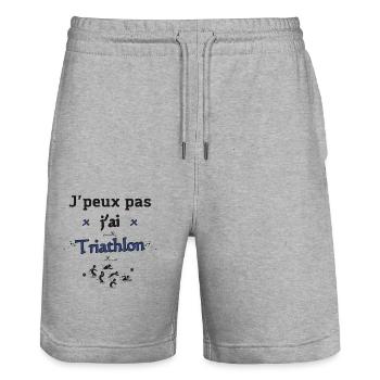 J'Peux PAs J'Ai Triathlon - Short de jogging bio TRAINER Stanley/Stella unisexe - gris chiné - Devant - Nik (191cm) & Marisol (170cm)