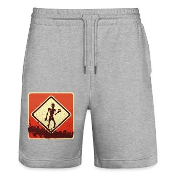 Halloween Zombieschild - Stanley/Stella Unisex Bio Joggingshorts Trainer  - Grau meliert - Vorne - Nik (191cm) & Marisol (170cm)