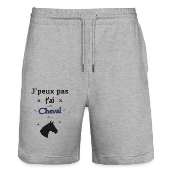 J'peux pas j'ai Cheval - Short de jogging bio TRAINER Stanley/Stella unisexe - gris chiné - Devant - Nik (191cm) & Marisol (170cm)