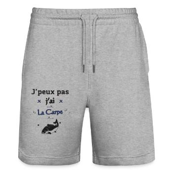 J'peux pas j'ai la Carpe - Short de jogging bio TRAINER Stanley/Stella unisexe - gris chiné - Devant - Nik (191cm) & Marisol (170cm)