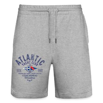 Atlantic Yacht club Concarneau Finistere blc - Short de jogging bio TRAINER Stanley/Stella unisexe - gris chiné - Devant - Nik (191cm) & Marisol (170cm)