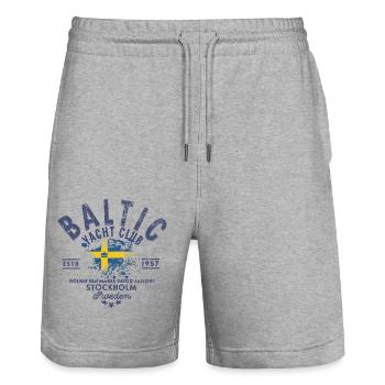 Baltic Yacht Club Stockholm blc - Stanley/Stella Trainer Unisex Organic Jogging Shorts - heather grey - Front - Nik (191cm) & Marisol (170cm)