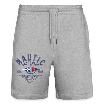 Nautic Yacht Club Hyannis Port Cape Cod - Short de jogging bio TRAINER Stanley/Stella unisexe - gris chiné - Devant - Nik (191cm) & Marisol (170cm)