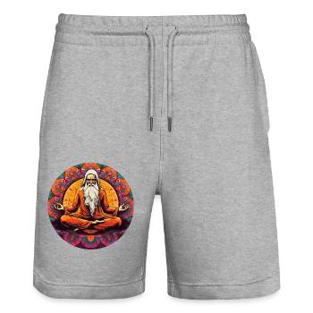 Meditation Guru - Stanley/Stella Unisex Bio Joggingshorts Trainer  - Grau meliert - Vorne - Nik (191cm) & Marisol (170cm)
