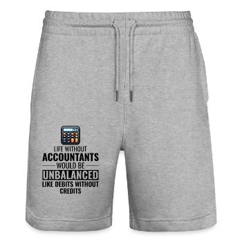 Comptable Comptabilité Tenue de livres Finance Drôle - Short de jogging bio TRAINER Stanley/Stella unisexe - gris chiné - Devant - Nik (191cm) & Marisol (170cm)