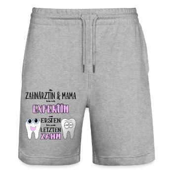 Zahnärztin Mama Zahnmedizinerin Mutter Geschenk - Stanley/Stella Unisex Bio Joggingshorts Trainer  - Grau meliert - Vorne - Nik (191cm) & Marisol (170cm)