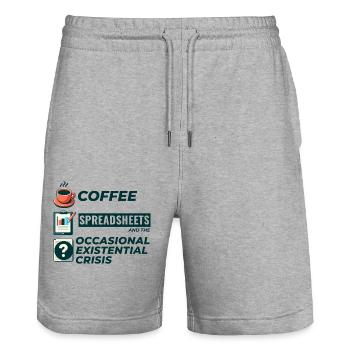 Accountant Bookkeeping Coffee Spreadsheets Funny - Stanley/Stella Trainer Unisex Organic Jogging Shorts - heather grey - Front - Nik (191cm) & Marisol (170cm)