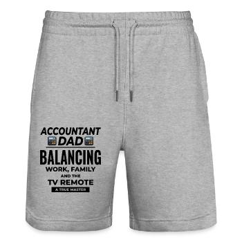 Buchhalter Papa Buchhaltung Finanzen Finanzen Lustig - Stanley/Stella Unisex Bio Joggingshorts Trainer  - Grau meliert - Vorne - Nik (191cm) & Marisol (170cm)