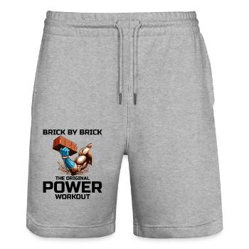 Maurer Maurer Maurer Humor Power Workout Lustig - Stanley/Stella Unisex Bio Joggingshorts Trainer  - Grau meliert - Vorne - Nik (191cm) & Marisol (170cm)