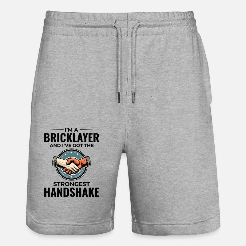 Bricklayer Wit: Crafting Solid Handshakes - Stanley/Stella Trainer Unisex Organic Jogging Shorts - heather grey