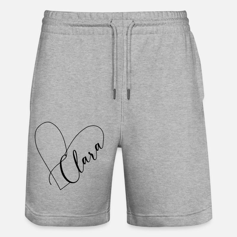 Clara Name Herzlinie - Stanley/Stella Unisex Bio Joggingshorts Trainer  - Grau meliert