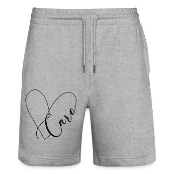 Caro Name Herzlinie - Stanley/Stella Unisex Bio Joggingshorts Trainer  - Grau meliert - Vorne - Nik (191cm) & Marisol (170cm)