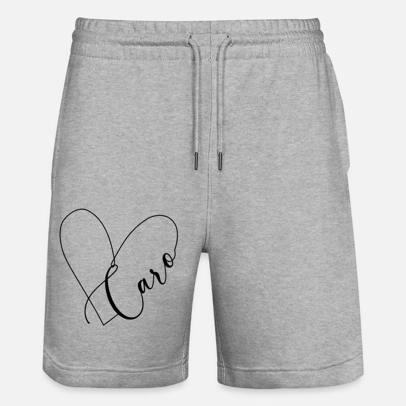 Caro Nom Ligne de coeur - Short de jogging bio TRAINER Stanley/Stella unisexe - gris chiné