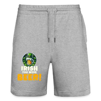 Irish You Were Beer : Drôle de Saint-Patrick - Short de jogging bio TRAINER Stanley/Stella unisexe - gris chiné - Devant - Nik (191cm) & Marisol (170cm)