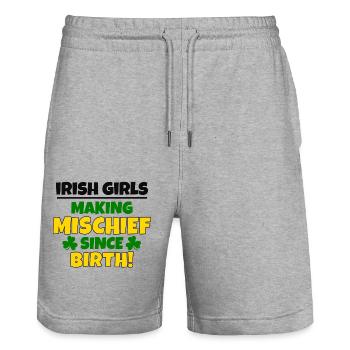 Fête de la Saint-Patrick : les filles irlandaises, fauteurs de bêtises - Short de jogging bio TRAINER Stanley/Stella unisexe - gris chiné - Devant - Nik (191cm) & Marisol (170cm)