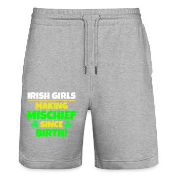 Fête de la Saint-Patrick : les filles irlandaises, fauteurs de bêtises - Short de jogging bio TRAINER Stanley/Stella unisexe - gris chiné - Devant - Nik (191cm) & Marisol (170cm)