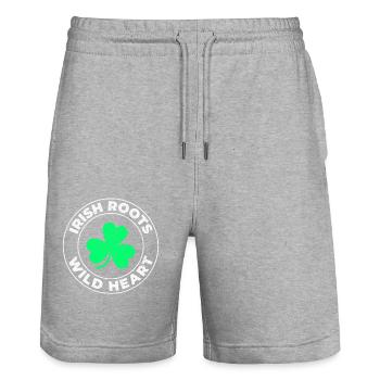 Wild Heart: Funny Irish Girl Design - Stanley/Stella Trainer Unisex Organic Jogging Shorts - heather grey - Front - Nik (191cm) & Marisol (170cm)