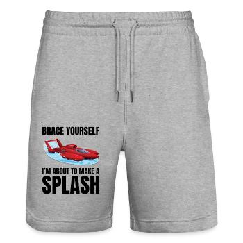 Splash Alert: Wasserflugzeug-Rennen Fun Wassersport - Stanley/Stella Unisex Bio Joggingshorts Trainer  - Grau meliert - Vorne - Nik (191cm) & Marisol (170cm)