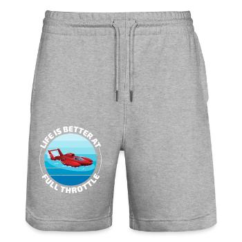 Vollgasspaß: Wasserflugzeugrennen lachen - Stanley/Stella Unisex Bio Joggingshorts Trainer  - Grau meliert - Vorne - Nik (191cm) & Marisol (170cm)