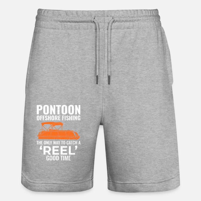 Pontonboot Motorboot Hochseefischen Lustig - Stanley/Stella Unisex Bio Joggingshorts Trainer - Grau meliert