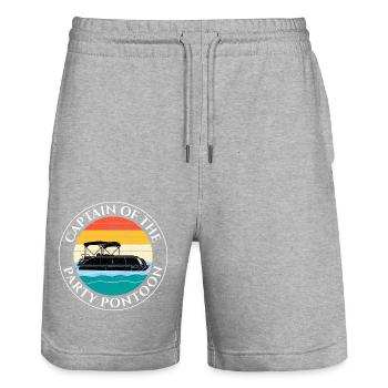Pontoon Boat Captain Boating Sailing Adventure - Stanley/Stella Trainer Unisex Organic Jogging Shorts - heather grey - Front - Nik (191cm) & Marisol (170cm)