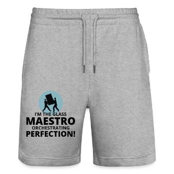 Verglaser Fenster Glasbeschlag Monteur Glasarbeiten - Stanley/Stella Unisex Bio Joggingshorts Trainer  - Grau meliert - Vorne - Nik (191cm) & Marisol (170cm)