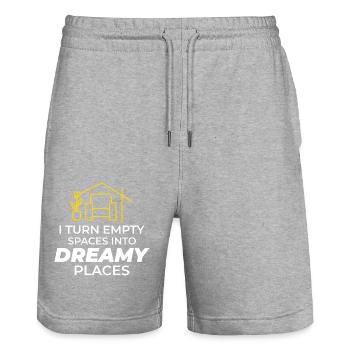 Interior Designer Decoration Design Professional - Stanley/Stella Trainer Unisex Organic Jogging Shorts - heather grey - Front - Nik (191cm) & Marisol (170cm)