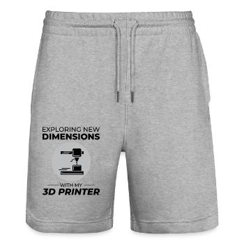 Imprimante 3D Impression 3D - Short de jogging bio TRAINER Stanley/Stella unisexe - gris chiné - Devant - Nik (191cm) & Marisol (170cm)