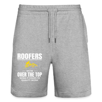 Roofer Roofing Roof Repair Mechanic Contractor - Stanley/Stella Trainer Unisex Organic Jogging Shorts - heather grey - Front - Nik (191cm) & Marisol (170cm)