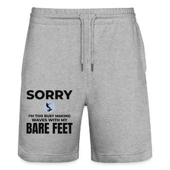 Barefoot Water Skiing Extreme Sports Barefooting - Stanley/Stella Trainer Unisex Organic Jogging Shorts - heather grey - Front - Nik (191cm) & Marisol (170cm)