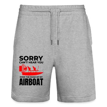 Airboat Fanboat Airboating Planeboat Sumpfboot - Stanley/Stella Unisex Bio Joggingshorts Trainer  - Grau meliert - Vorne - Nik (191cm) & Marisol (170cm)