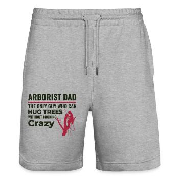 Arboriste Papa Arboricole Chirurgien Grimpeur Coupe-bordures - Short de jogging bio TRAINER Stanley/Stella unisexe - gris chiné - Devant - Nik (191cm) & Marisol (170cm)