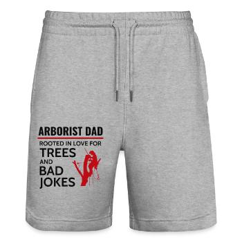 Arborist Dad Tree Surgeon Climber Climbing Trimmer - Stanley/Stella Trainer Unisex Organic Jogging Shorts - heather grey - Front - Nik (191cm) & Marisol (170cm)