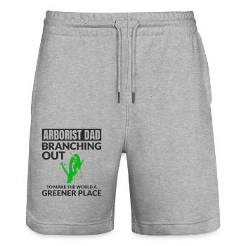 Baumpfleger Baumchirurg Kletterer Klettertrimmer - Stanley/Stella Unisex Bio Joggingshorts Trainer  - Grau meliert - Vorne - Nik (191cm) & Marisol (170cm)
