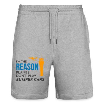 Air Traffic Controller ATC Aviation Humor Airplane - Stanley/Stella Trainer Unisex Organic Jogging Shorts - heather grey - Front - Nik (191cm) & Marisol (170cm)